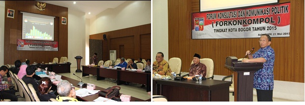 KETUA KPU KOTA BOGOR MENJADI NARASUMBER DALAM FORUM KONSULTASI DAN KOMUNIKASI POLITIK TINGKAT KOTA BOGOR