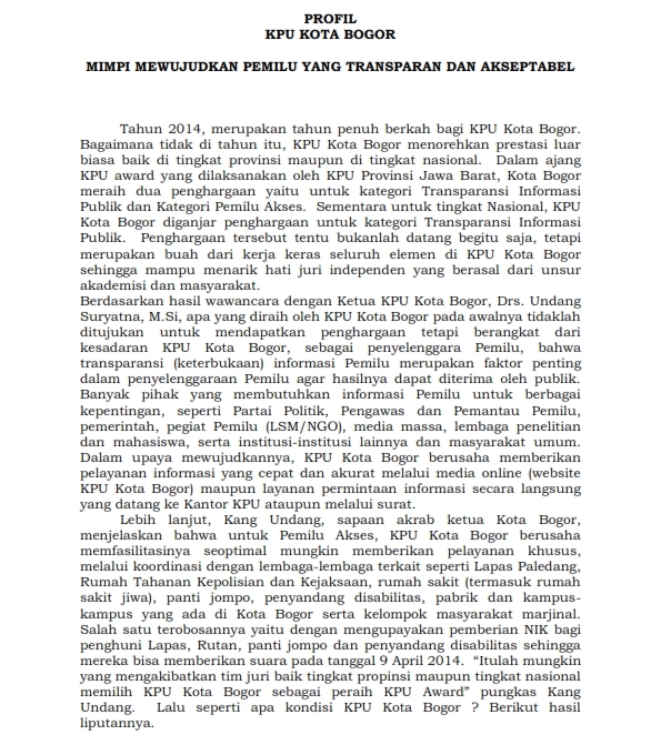 EDISI KEDUA BULETIN BULANAN SUARA  KPU PROVINSI JAWA BARAT